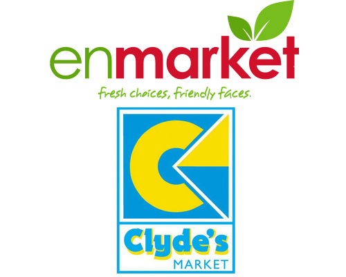 The logos for enmarket and Clyde's Market Inc.