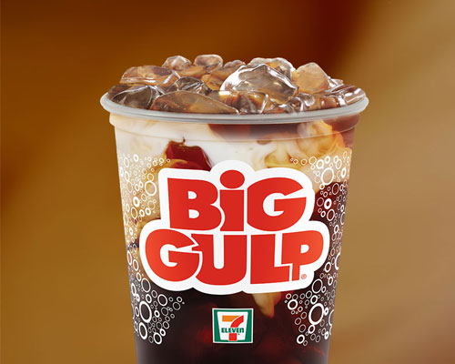 7-Eleven Big Gulp filled with iced coffee