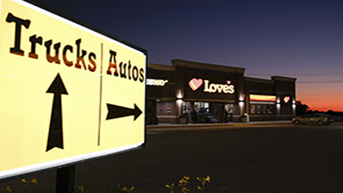 A Love's location at night