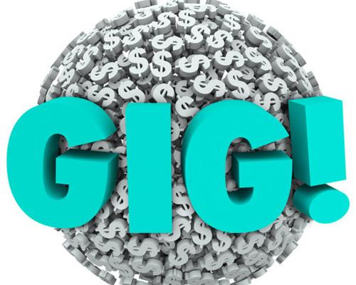 An image of dollar signs and the word GIG!