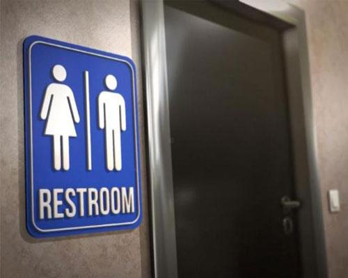 restroom sign and door