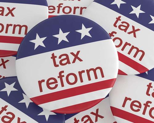 Campaign buttons touting tax reform