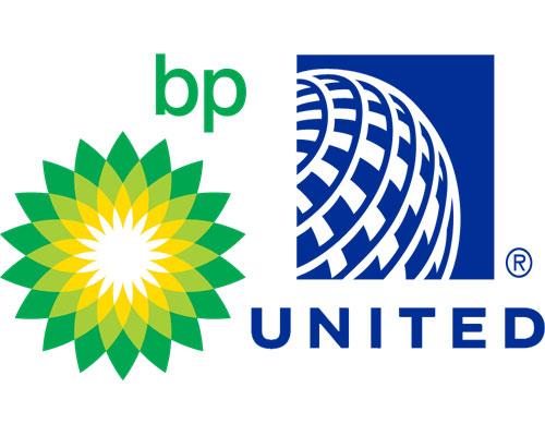BP and United Airlines logos