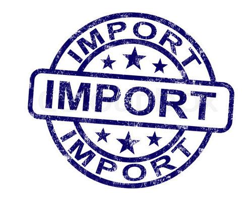 A stamp that says imports