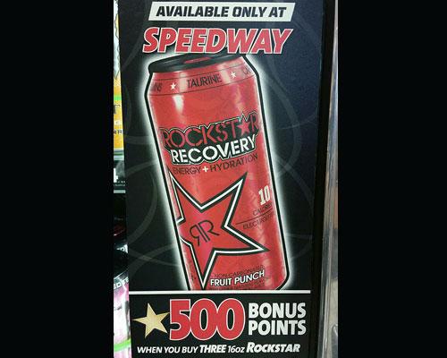 Speedway Rockstar beverage fridge door cling
