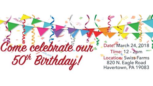 Invitation for Swiss Farms' birthday party