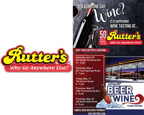 Rutter's logo with wine & food pairing promo