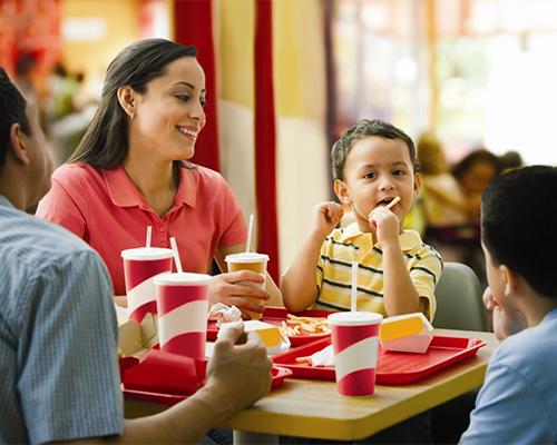 Family at a restaurant