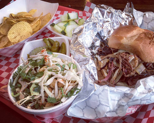 Boomshack Market pulled pork sandwich