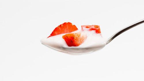 yogurt on spoon