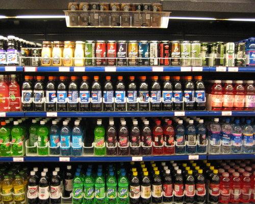 Beverage section in a store