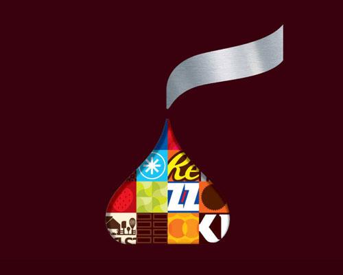 Hershey Kiss logo with Hershey brands