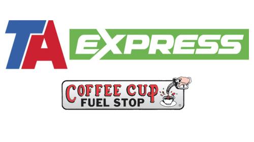 Logos for TA Express and Coffee Cup Fuel Stops