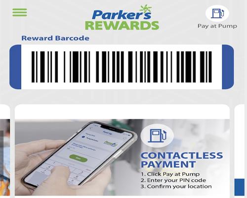 Screenshot of the Parker's Rewards app