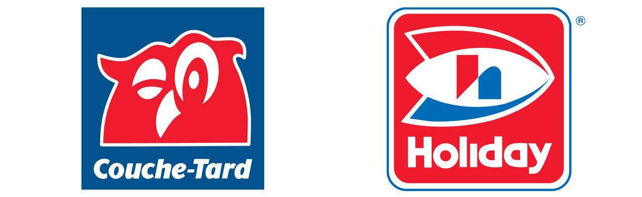 Alimentation Couche-Tard and Holiday Cos. logos