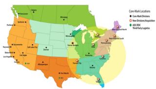 Core-Mark's footprint, as shown in a recent investor presentation.