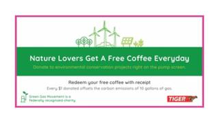 Tiger Fuel Co, and Green Gas pump promotion