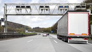 A truck on a highway