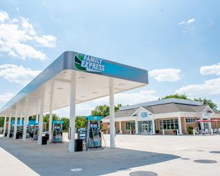 Family Express gas pumps & storefront
