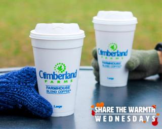 Consumers drinking hot cups of Cumberland Farms coffee