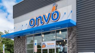 Entrance to the Onvo travel center in Dorrance Township, Pa.