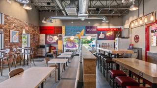 Jack In the Box seating area at a travel center in Texas