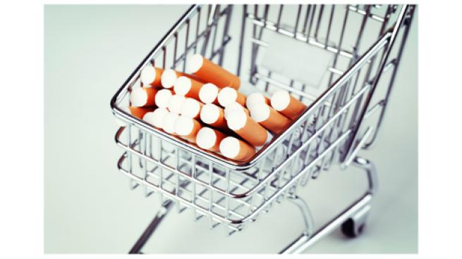 Cigarettes in a shopping cart