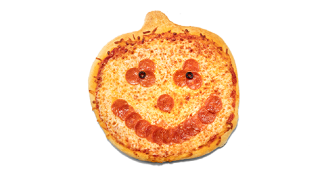 Casey's jack-o-lantern pizza