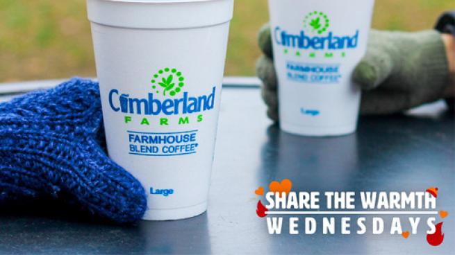 Consumers drinking hot cups of Cumberland Farms coffee