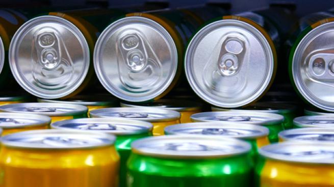 Cans of soda stacked up