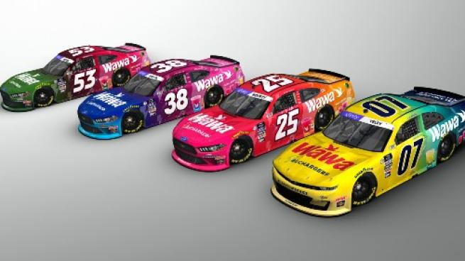 Wawa sponsored NASCAR automobiles