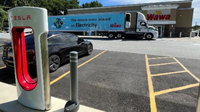 EV Charging Station outside a Wawa