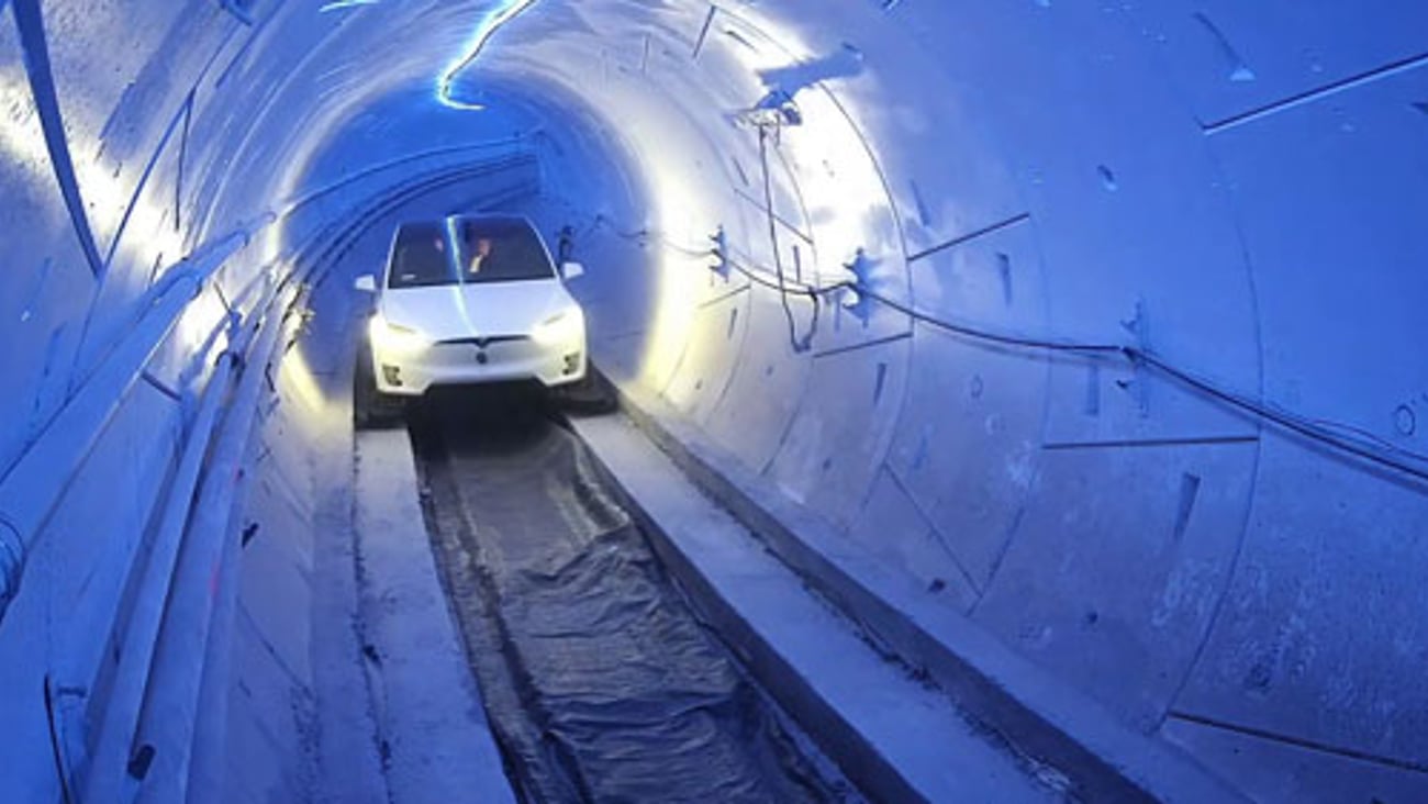 an electric vehicle in the Las Vegas Loop tunnel