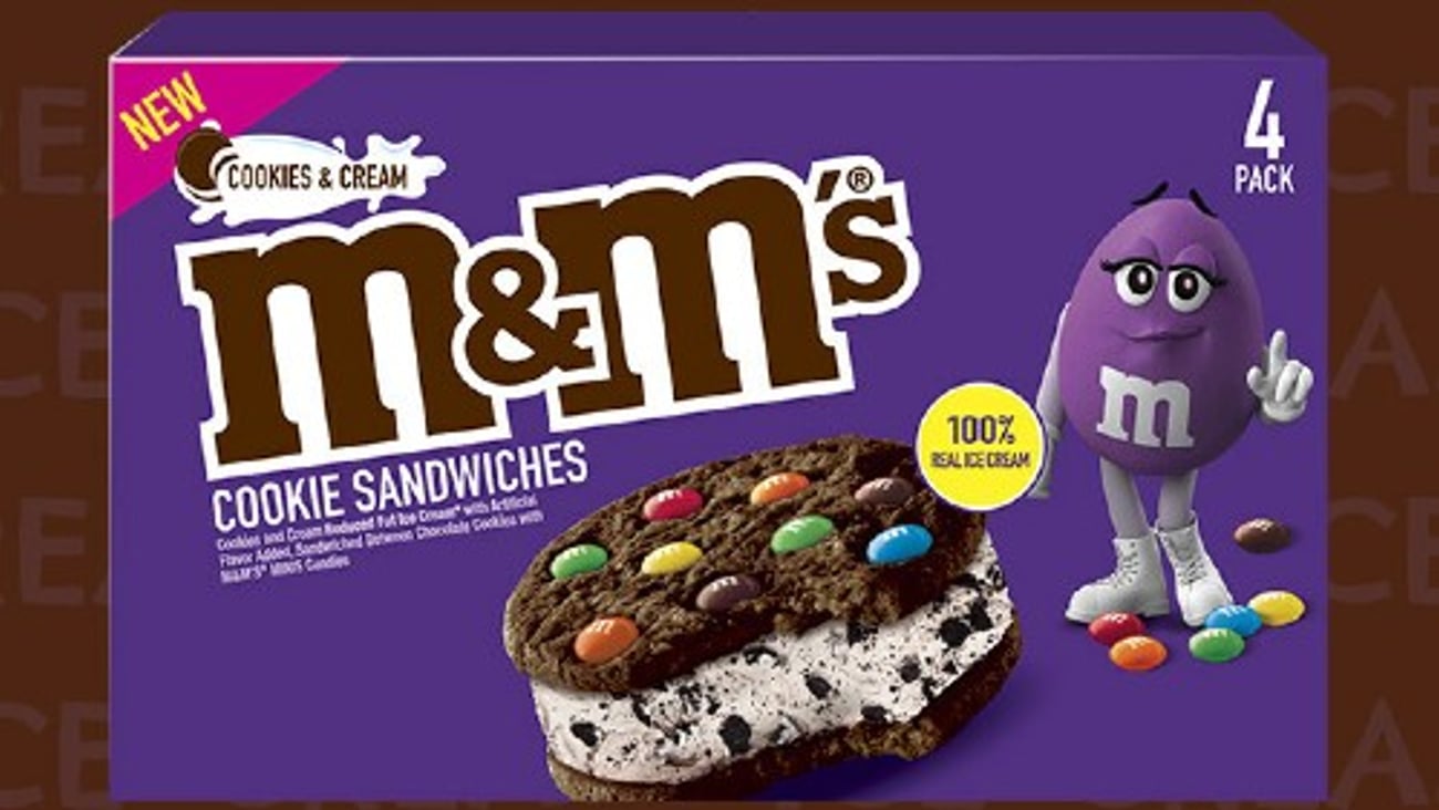 M&M's Cookies and Cream Ice Cream Cookie Sandwiches