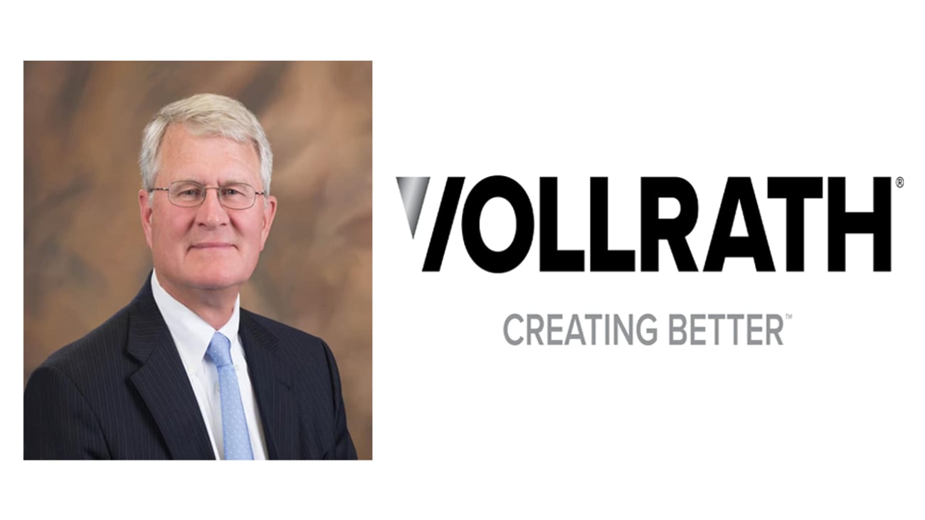 Tom Belot headshot & Vollrath logo