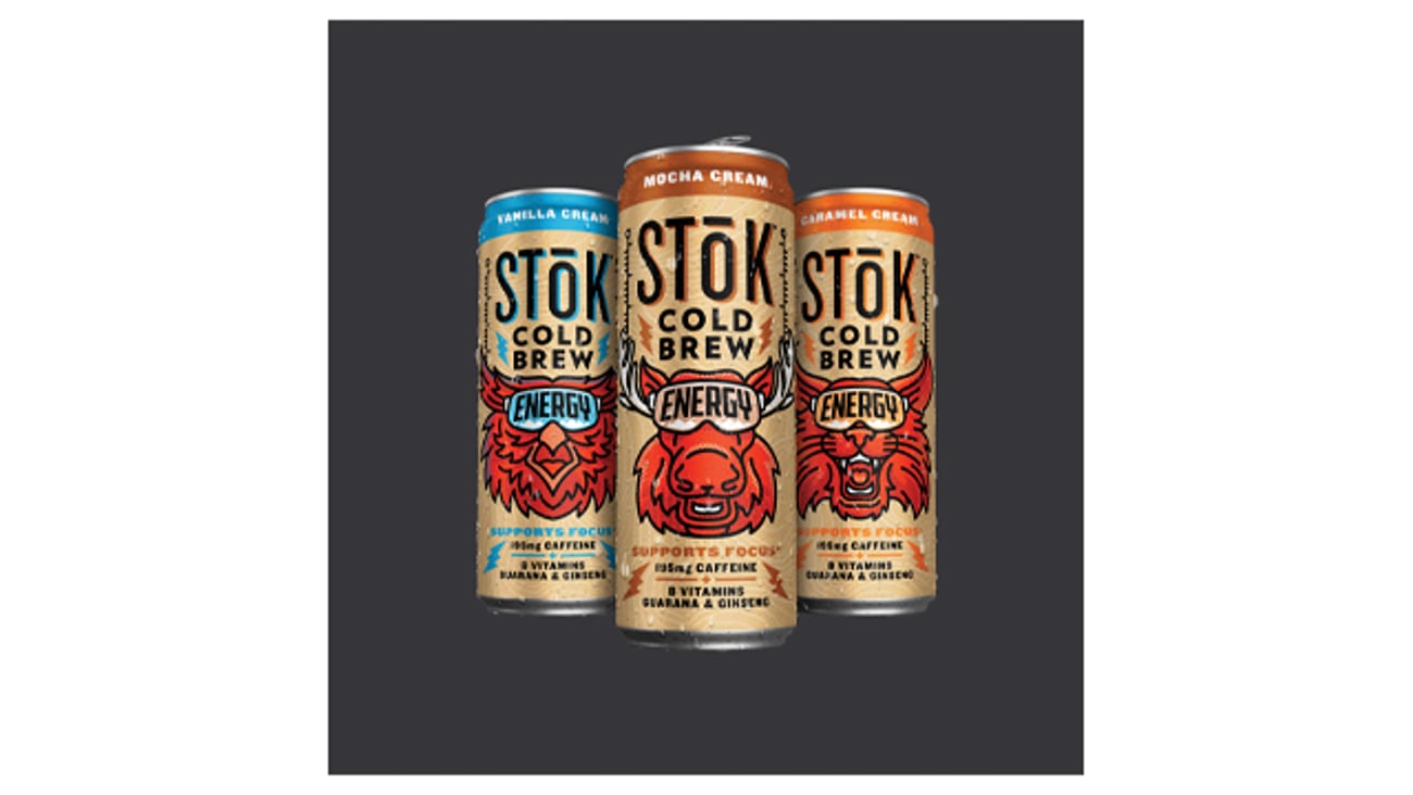 cans of STōK Cold Brew Energy