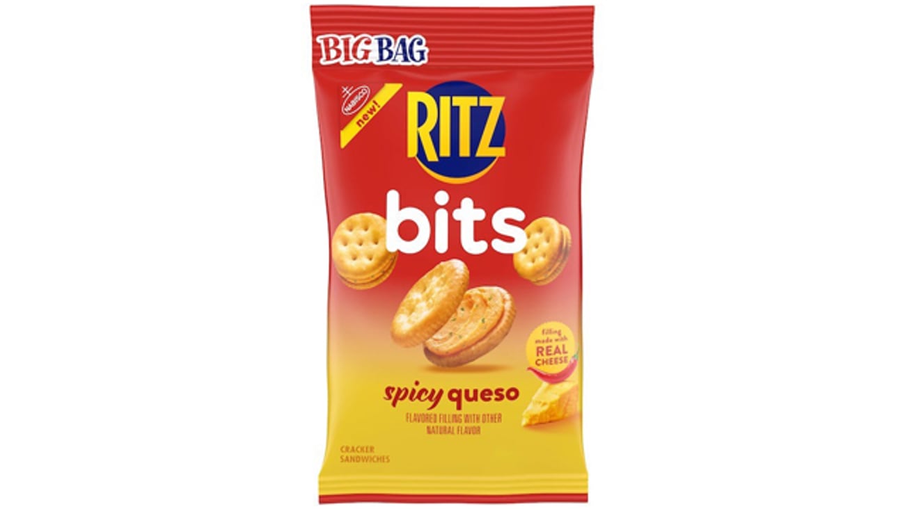 a box of Ritz Bits Spicy Queso Cracker Sandwiches