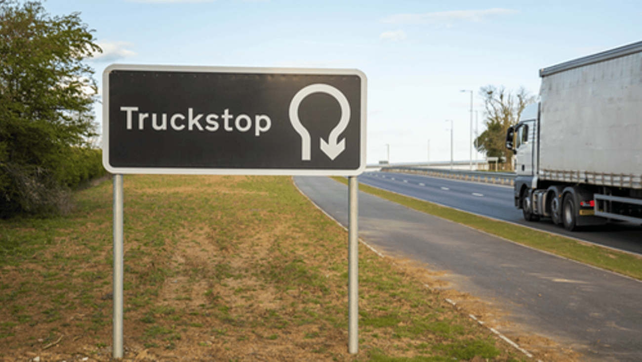 truck stop sign on highway