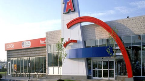 The exterior of a TA travel center