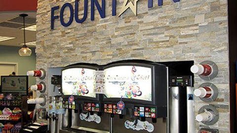 The fountain drink area of a Lone Star convenience store