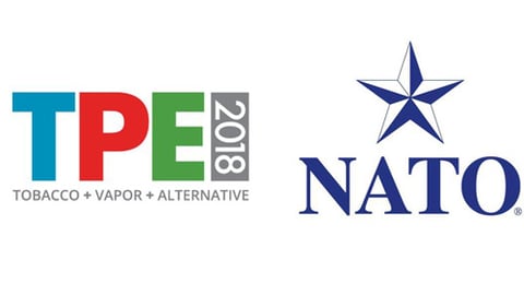 TPE 2018 logo and the National Association of Tobacco Outlets logo