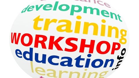 An image showing the words training, education, development and workshops