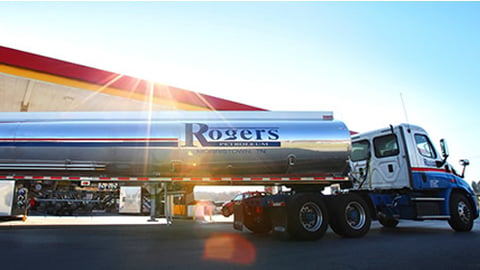 A Rogers Petroleum fuel tanker truck