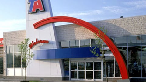 The exterior of a TA travel center