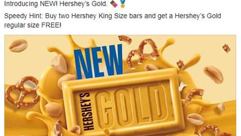 Speedway FB post for Hershey Gold