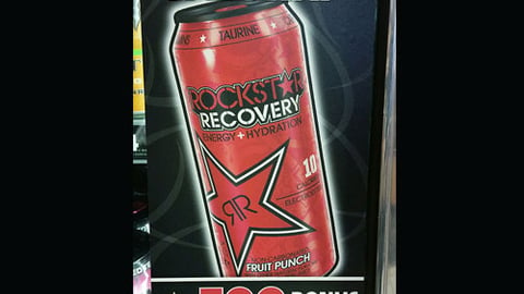 Speedway Rockstar beverage fridge door cling