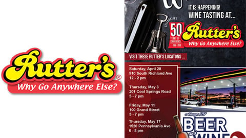 Rutter's logo with wine & food pairing promo