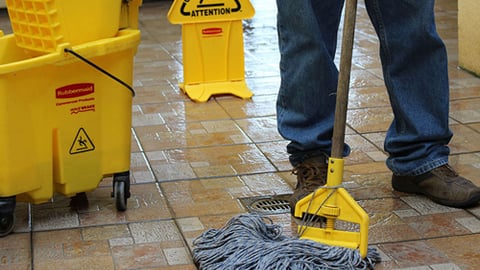 Mopping store floor