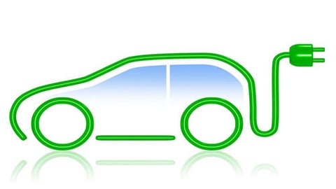 electric vehicle outline with plug-in