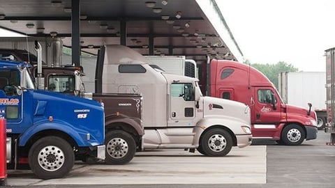 Trucks parked at a travel center